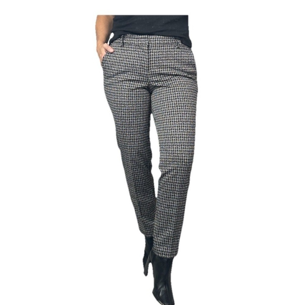 Liverpool The Knit Trouser Pants Black/tan/white Gingham Plaid Pants Size 10/30